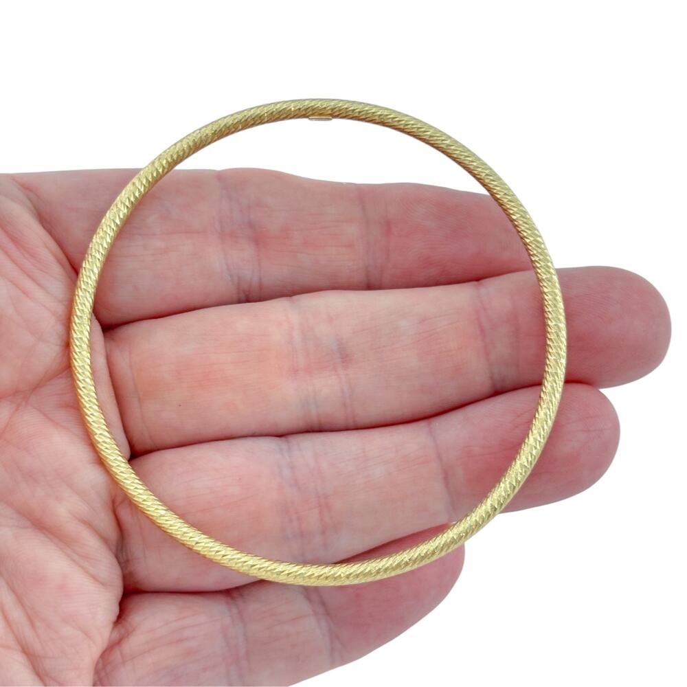Vintage Sterling Silver 925 Gold-Tone Twisted Rope Bangle Bracelet 8.25"
